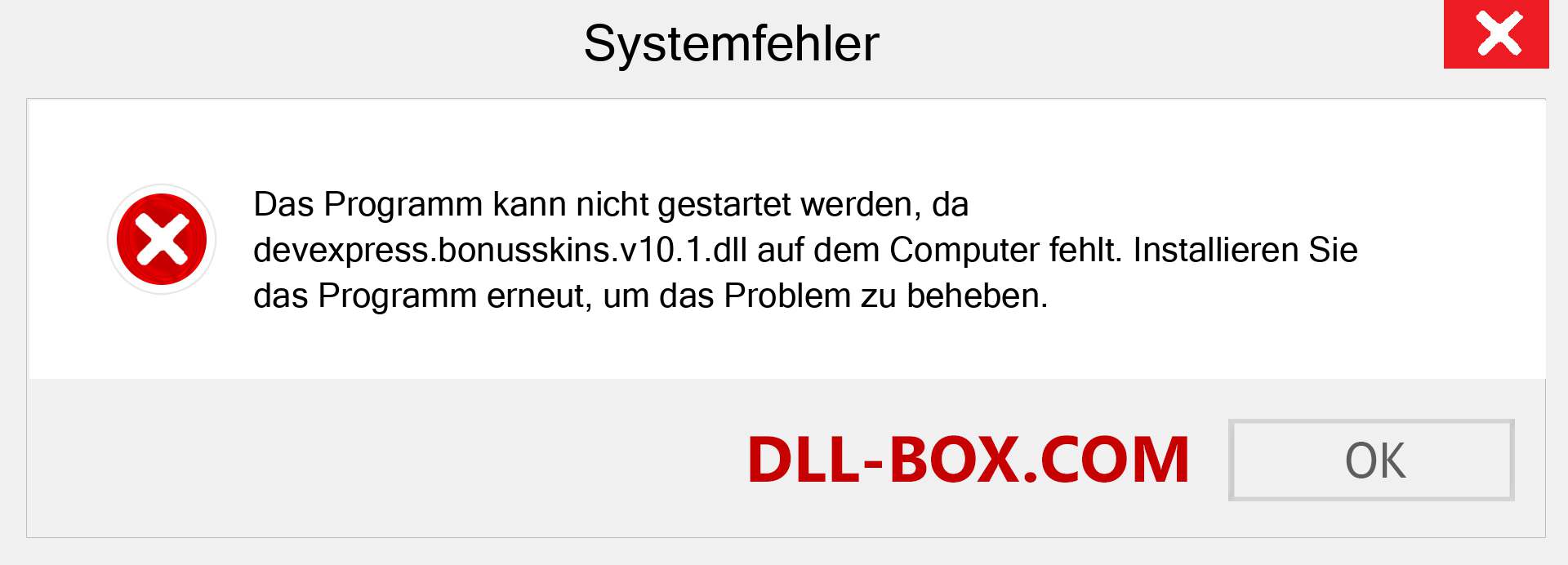 devexpress.bonusskins.v10.1.dll-Datei fehlt?. Download für Windows 7, 8, 10 - Fix devexpress.bonusskins.v10.1 dll Missing Error unter Windows, Fotos, Bildern